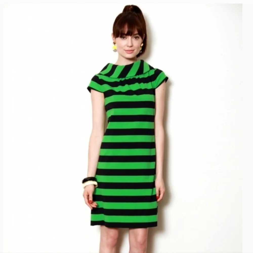 Kate Spade Blaise Striped Colorblock Cowl Neck Collar Dress